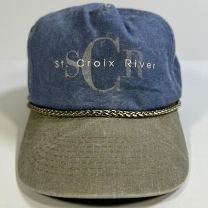 Vintage Cobra Caps St Croix River Rope Hat Blue Two Tone Snapback Cap Mens